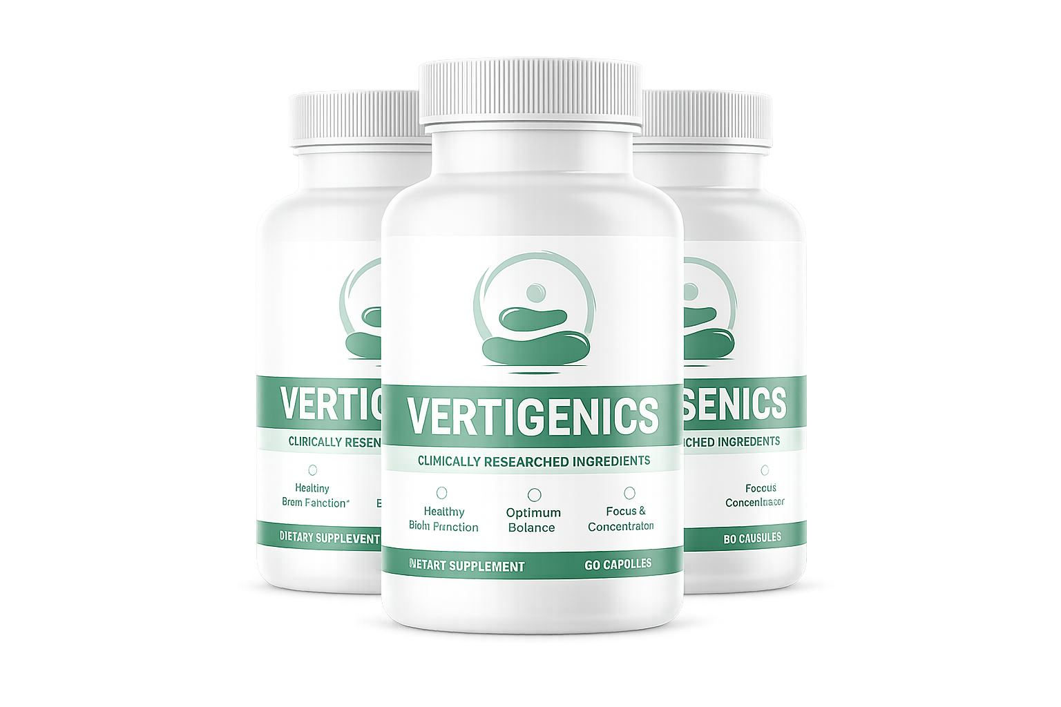 Vertigenics dietary supplement three bottle package displayed as standard option