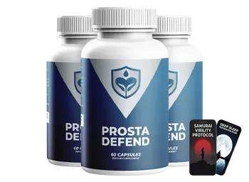 Prosta Defend 3 bottle bundle with digital bonus guides displayed beside the bottles