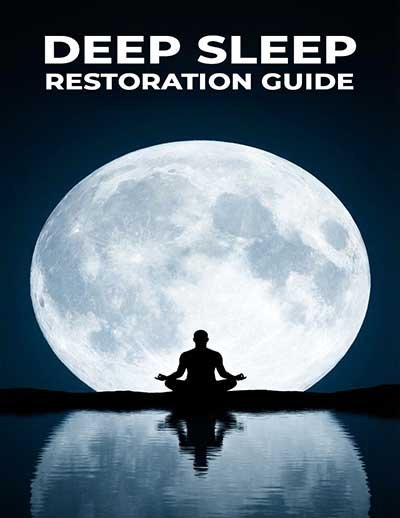 Deep Sleep Restoration Guide digital cover with meditating silhouette in front of a full moon over calm water