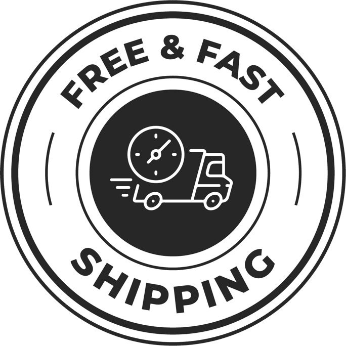 Free and fast shipping badge icon for Tribal Force X supplement orders – circular trust badge with delivery truck